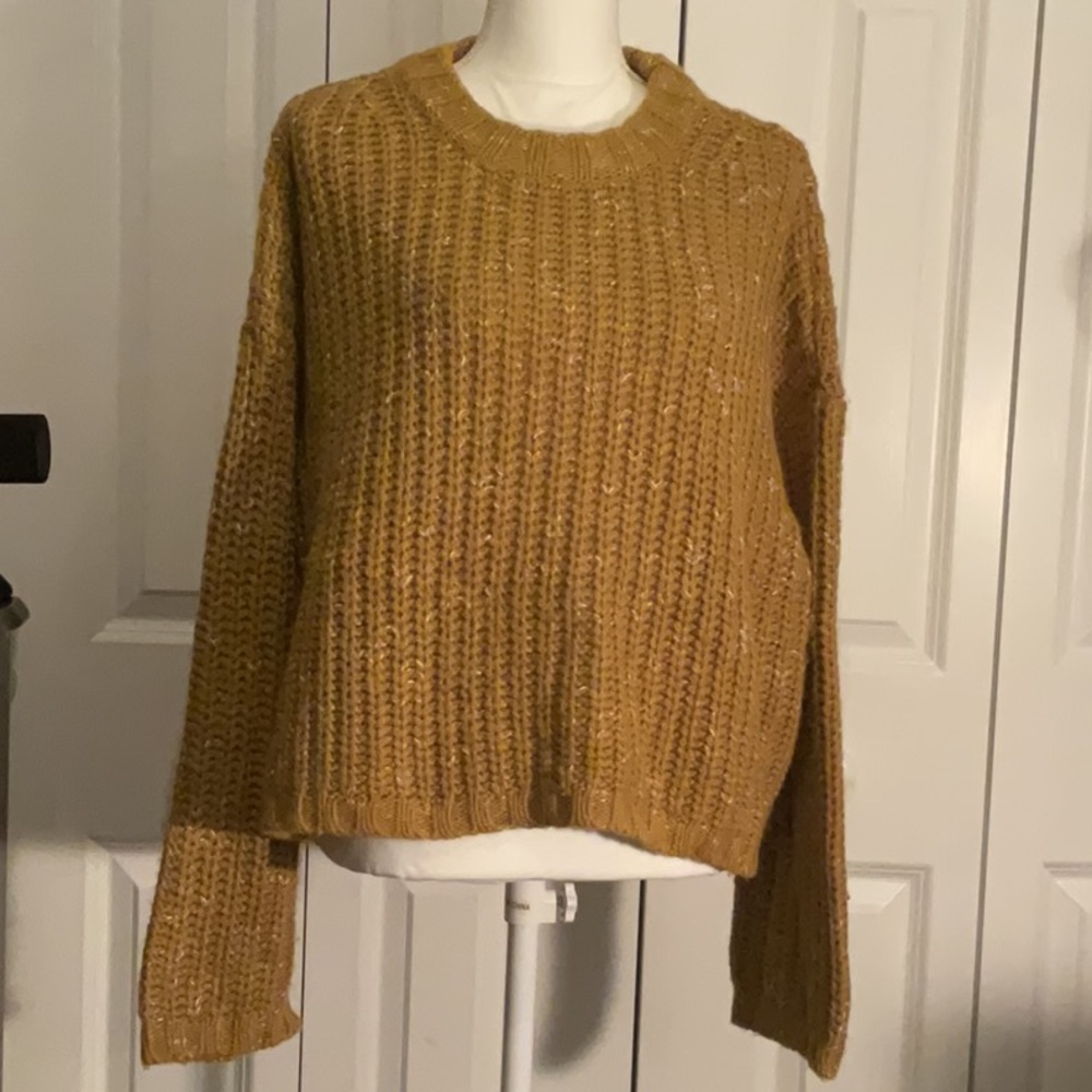 Mustard Crew Neck Chunky Knit Sweater